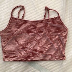 Striped Crop Velvet Cami Top